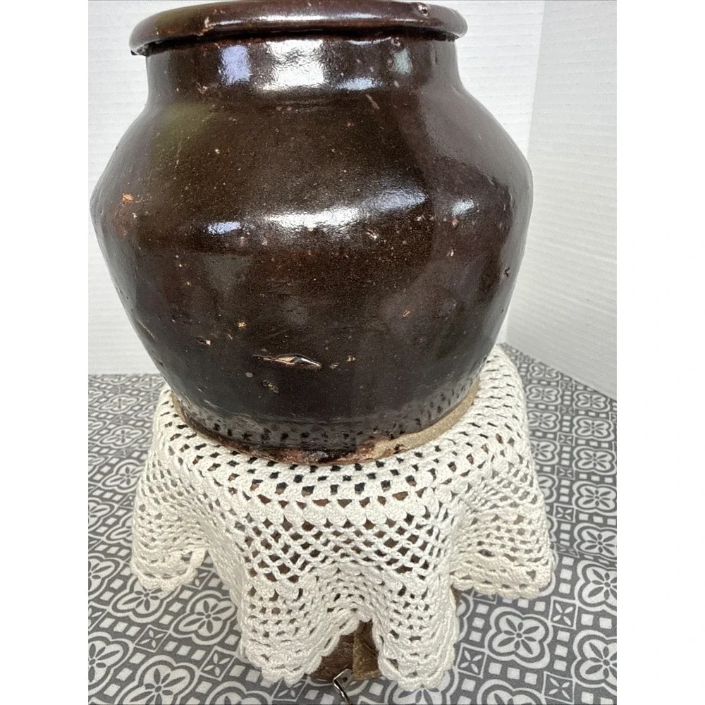 Chinese Stoneware Brown Glazed Pottery Storage Jar Qing 20th Century